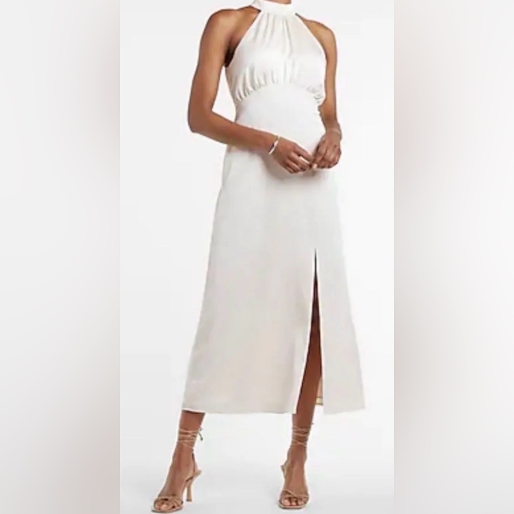 Express Champagne Satin Halter Midi/maxi Dress‎ - Size Small